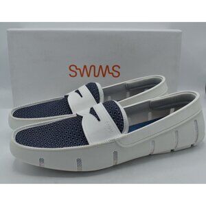 SWIMS Mens Size 12 Printed Penny Loafer White Slip On Loafers Shoes